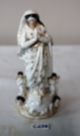 C298 Ancienne Vierge Priant - Chérubin - Porcelaine XIX - Polychromie Paris - Religious Art