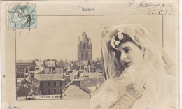 49. ANGERS .CPA. 2 VUES :LA TOUR ST AUBIN Et ARTISTE THÉÂTRE. " CASSIVE  ".PHOTO REUTLINGER  PARIS. ANNEE 1906+ TEXTE - Champtoceaux