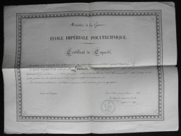 Ministère De La Guerre Ecole Impériale Polytechnique Certificat De Capacité 6 Novembre 1865    HO65 - Diplômes & Bulletins Scolaires