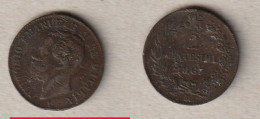 00551) Italien, 2 Centesimi 1867 M - 1861-1878 : Victor Emmanuel II.