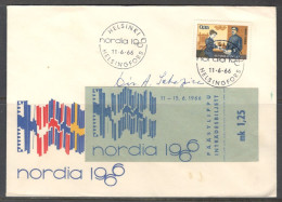 Finland. FDC Sc. 439. Old Post Office. Stamp Exhibition NORDIA 1966. FDC Cancellation With Exhibition Entrance Ticket - FDC