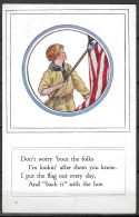WORLD WAR 1   PROPAGANDA POSTCARD CARTOLINA WW1 " BACK IT UP WITH THE HOE" AMERICAN FLAG FEMALE SCOUTS  - Guerre 1914-18
