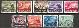 LUXEMBURG,LUXEMBOURG  1946, MI 403 - 411, YT A7 - 15 FLUGPOSTMARKEN, SANS GOMME, OHNE GUMMI - Ungebraucht