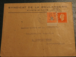 FRANCE LETTRE 1945 - 1.5 Arc De Triomphe Et 50c M De Dulac - SYNDICAT DE LA BOULANGERIE D'INDRE ET LOIRE - 1944-45 Marianne (Dulac)