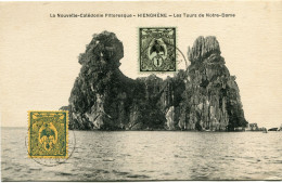 NOUVELLE-CALEDONIE CARTE POSTALE -LA NOUVELLE-CALEDONIE PITTORESQUE -HIENGHENE -LES TOURS DE NOTRE-DAME AVEC OBL NOUMEA - Storia Postale