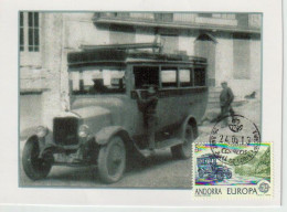 ANDORRA. Autobus Postal 1912, Service Des Postes Espagnoles Entre Seu D'Urgell & Andorre. Carte-maximum.AND.ESP - Briefe U. Dokumente