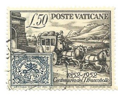 Vaticano 1952 ; Centenario Dei Primi Francobolli Dello Stato Pontificio ; Buona Centratura , Usato - Oblitérés