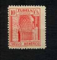 SELLOS LOCALES , NAVARRA , TUDELA FES. 1 (*) , SELLO BENÉFICO , PORTAL DEL JUICIO , HIJOS DE FOURNIER - Spanish Civil War Labels