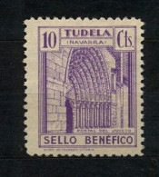 SELLOS LOCALES , NAVARRA , TUDELA FES. 3 (*) , SELLO BENÉFICO , PORTAL DEL JUICIO , HIJOS DE FOURNIER - Vignettes De La Guerre Civile