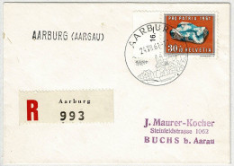 Schweiz Pro Patria 1961, Brief Einschreiben Nahverkehr Aarburg - Buchs, Mineralien / Minerals, Zweiter Stempel Postbüro - Covers & Documents