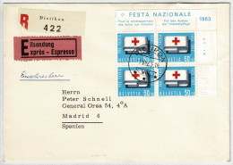 Schweiz / Pro Patria 1963, Brief Einschreiben Express Dietikon - Madrid - Covers & Documents