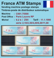 Frankreich France ATM Stamps LSA C001.75500 Paris RP / Michel 9.2 B / Serie ZS5 ** / Distributeurs Automatenmarken - 1988 Type « Comète »