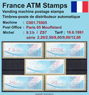 Frankreich France ATM Stamps LSA C001.75505 Paris 05 / Michel 9.3 B / Serie ZS7 ** / Distributeurs Automatenmarken - 1988 « Comète »