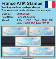 Frankreich France ATM Stamps LSA C001.75628 Paris 28 / Michel 9.6 B / Serie PS2 ** / Distributeurs Automatenmarken - 1988 Type « Comète »