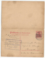 Belgique Belgie Allemagne Entier Postal Double Avec Réponse Censure 1915 Occupation Allemande Löwen - Deutsche Besatzung