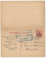 Belgique Belgie Allemagne Entier Postal Double Avec Réponse Censure 1915 Thienen Tirlemont Rotterdam - Duitse Bezetting