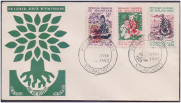 World Refugee Year, Uprooted Tree, Women, Carpenter With Tool, RED & BLACK OVERPRINT STAMPS Mauritania FDC 1960 - Refugees