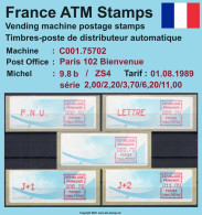 Frankreich France ATM Stamps LSA C001.75702 Paris 102 / Michel 9.8 B / Serie ZS4 ** / Distributeurs Automatenmarken - 1988 Type « Comète »