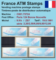 Frankreich France ATM Stamps LSA C001.75724 Paris 124 / Michel 9.9 B / Serie ZS7 ** / Distributeurs Automatenmarken - 1988 « Comète »