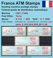 Frankreich France ATM Stamps LSA C001.77468 Torcy / Michel 9.11 B / Serie ZS5 ** / Distributeurs Automatenmarken - 1988 « Comète »