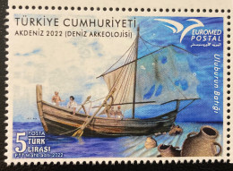 2022 2023 Turkey Turquie Euromed Underwater Mediterranean Sea Archeology Ship Blue - Unused Stamps