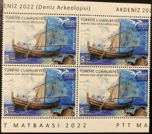 2022 2023 Turkey Turquie Euromed Underwater Mediterranean Sea Archeology Ship Blue Bloc 4 - Ungebraucht