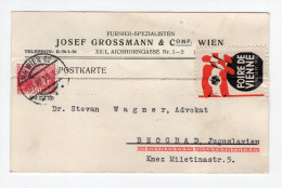 1933. AUSTRIA,VIENNA FAIR POSTER STAMP,CINDERELLA,J. GROSSMAN,CORRESPONDENCE CARD TO BELGRADE,YUGOSLAVIA - Erinnophilie