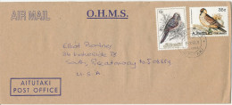 Aitutaki O.H.M.S Air Mail Cover Sent To USA 15-12-1993 Topic Stamps BIRDS - Aitutaki