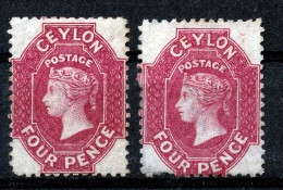 CEYLON QV 1863/1867   2 X 4 P MH   CANN'T DECIDE WHICH WMK - Ceylon (...-1947)