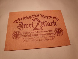 2 Mark Darlehnskassenschein - 1922 - Reichsschuldenverwaltung