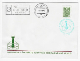 CHESS USSR 1988, Vilnius - BLUE/GREEN Chess Cancel On Commemorative Envelope - Schaken