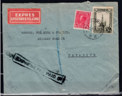 Expres/Spoedbestelling Brief Van Antwerpen 1 Naar Plymouth  (engeland) - 1934-1935 Leopold III