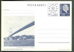 1989 TURKEY VIEW FROM BOSPHORUS BRIDGE WITH SYMBOLIZED AEEPP PHILATELIC EXHIBITION STAMP DESIGN POSTCARD - Postwaardestukken