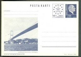 1989 TURKEY VIEW FROM BOSPHORUS BRIDGE WITH SYMBOLIZED AEEPP PHILATELIC EXHIBITION STAMP DESIGN POSTCARD - Enteros Postales
