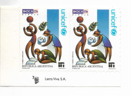 ARGENTINA 2004 PAIR OF SELF ADHESIVE STAMPS OCA PRIVATE MAIL UNICEF CHILDREN - Neufs