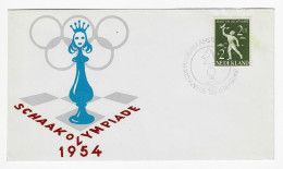 CHESS Netherlands 1954 Amsterdam - Chess Cancel On Commemorative Envelope - Schach