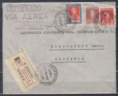 Recommandée Brief Van Buenos Aires Argentina Naar Hirschberg (Saale) Duitsland Certificado Via Aerea Condor-Zeppelin - Poste Aérienne