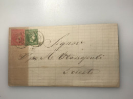 X/11.. Griechenland  UMSCHLAG 5+20  L  1885 NACH TRIEST - Lettres & Documents