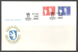 Greenland. FDC Sc. 130_133.   Queen Margarethe And Map Of Greenland  FDC Cancellation On FDC Cover - FDC