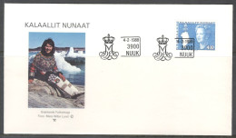 Greenland. FDC Sc. 132.   Queen Margarethe And Map Of Greenland  FDC Cancellation On FDC Cover - FDC