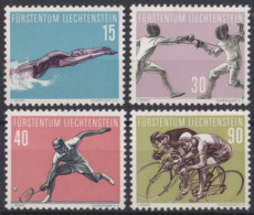 F-EX47342 LIECHTENSTEIN MNH 1958 SPORT TENNIS CYCLE FENCING SWIMMING.  - Ungebraucht