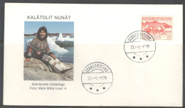 Greenland. Stamps Sc.79.   Umiak (women’s Rowboat).  Circular Cancellation On Special Cover - Briefe U. Dokumente