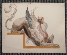 F. FLOHR, ANCIENT GOD/GODDESS, 1900, Size/Größe 33x26.5 Cm - Drawings