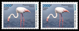NIGER 2023 - SET 2V - FLAMANT FLAMANTS FLAMINGO FLAMINGOS - BIRDS OISEAUX - MNH - Flamingo