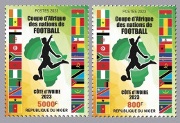 NIGER 2023 - SET 2V - FOOTBALL AFRICA CUP OF NATIONS COUPE D'AFRIQUE COTE D'IVOIRE - FLAGS ALGERIA ALGERIE - MNH - Fußball-Afrikameisterschaft