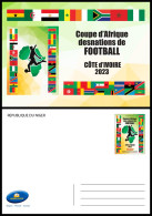 NIGER 2023 - STATIONERY CARD - FOOTBALL AFRICA CUP OF NATIONS COUPE D'AFRIQUE COTE D'IVOIRE - FLAGS ALGERIA ALGERIE - Fußball-Afrikameisterschaft