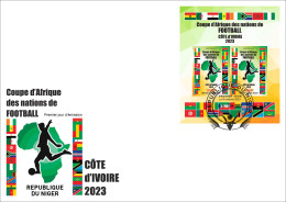 NIGER 2023 - FDC IMPERF M/S - FOOTBALL AFRICA CUP OF NATIONS COUPE D'AFRIQUE COTE D'IVOIRE - FLAGS ALGERIA ALGERIE - Coppa Delle Nazioni Africane