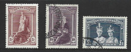 Australia 1938 KGVI Robes Definitives Thick Paper Set Of 3 FU - Gebruikt