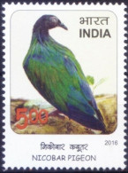 India 2016 - Nicobar Pigeon - BIRDS - SERIES - 1, NEAR THREATENED MNH P. O Fresh & Fine, Rare - Gallinacées & Faisans