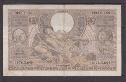 BELGIUM - 1938 100 Francs Circulated Banknote As Scans - 100 Frank & 100 Frank-20 Belgas